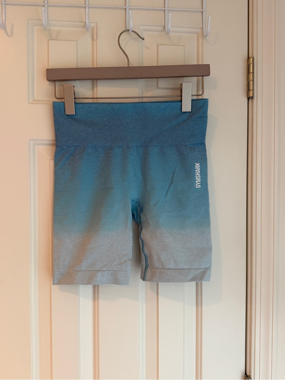 Gymshark Ombre light blue-to-baby blue High-Waist shorts spandex